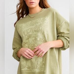 Billabong Women's Ride In Oversized Pullover Sweatshirt Palm Green Size Small